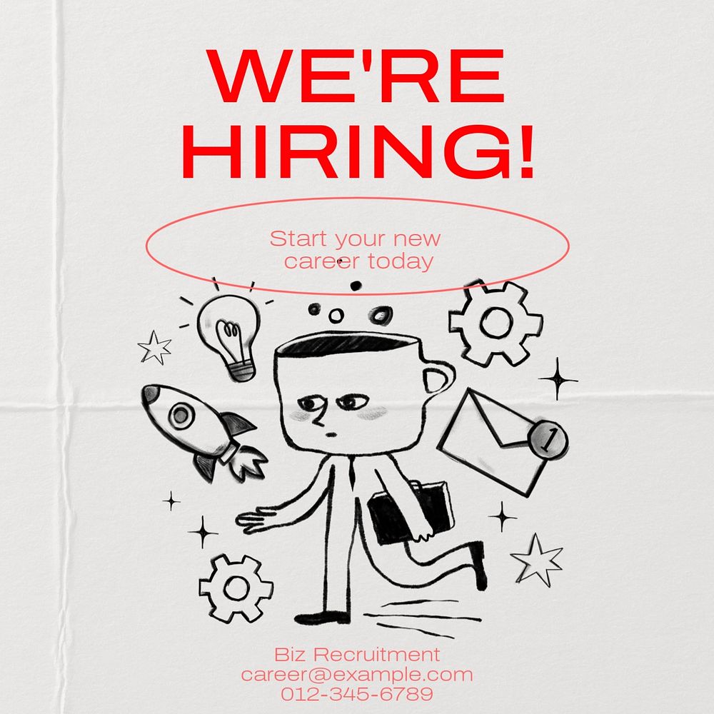 We're hiring Facebook post template, editable design