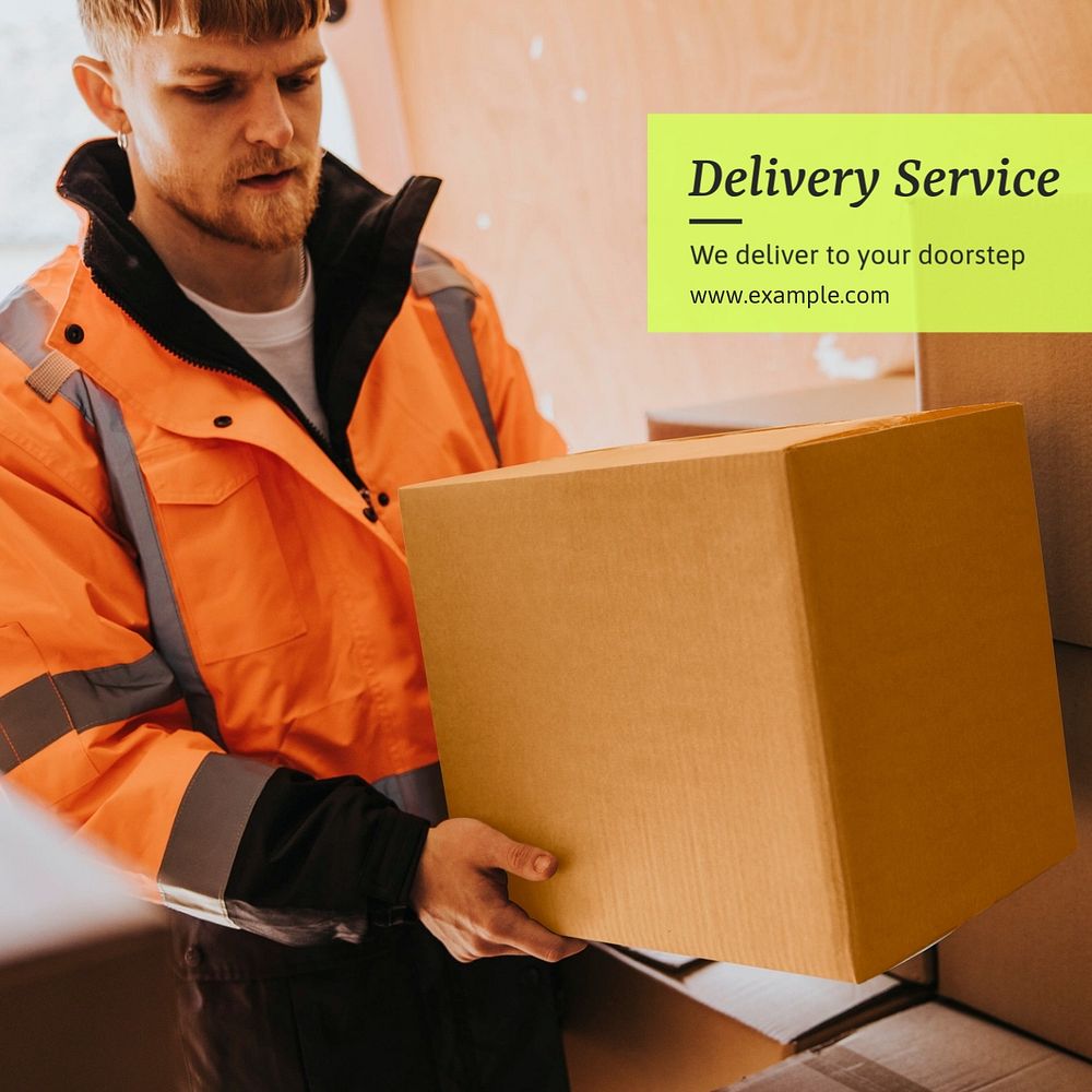 Delivery service Instagram post template, editable text