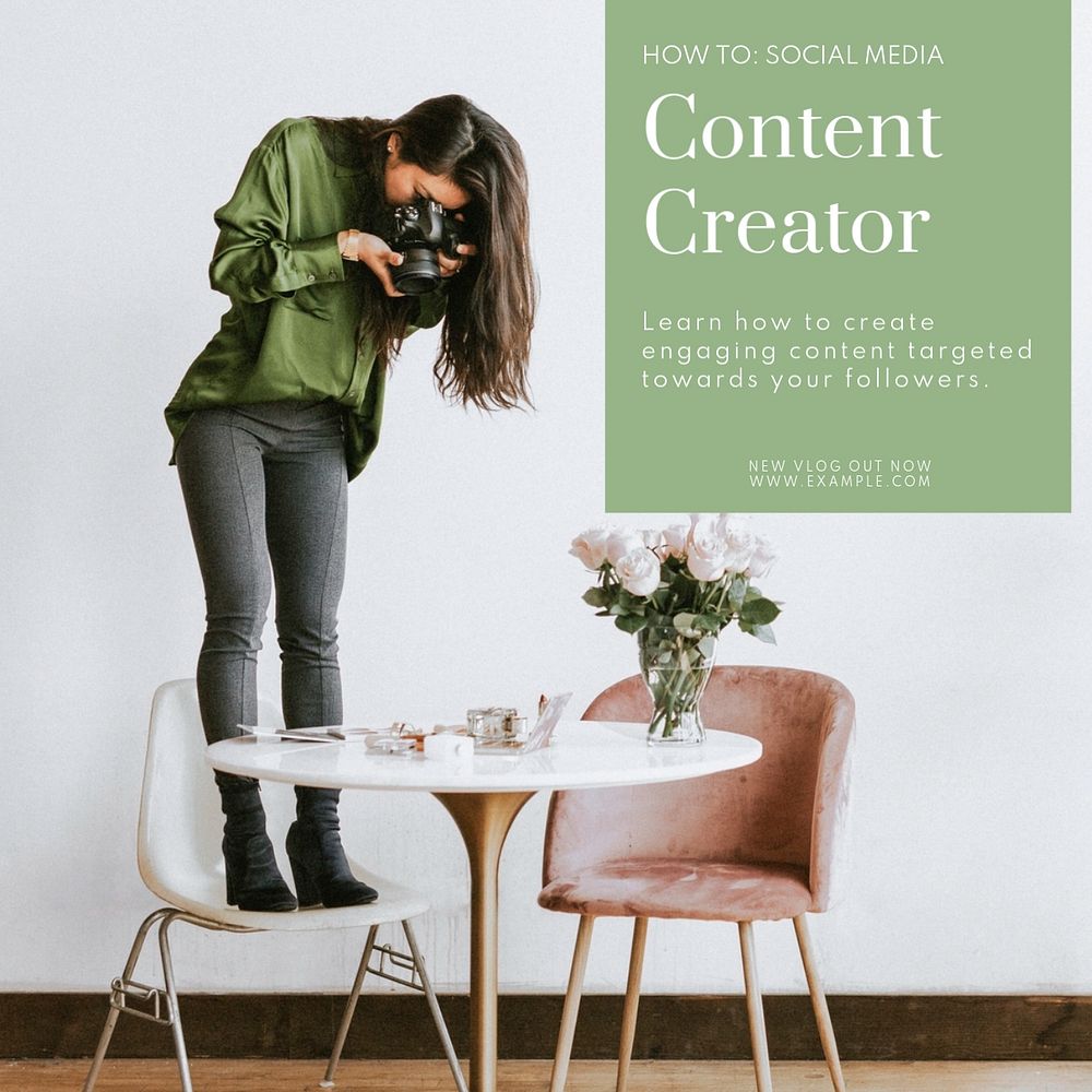 Content creator Instagram post template, editable text