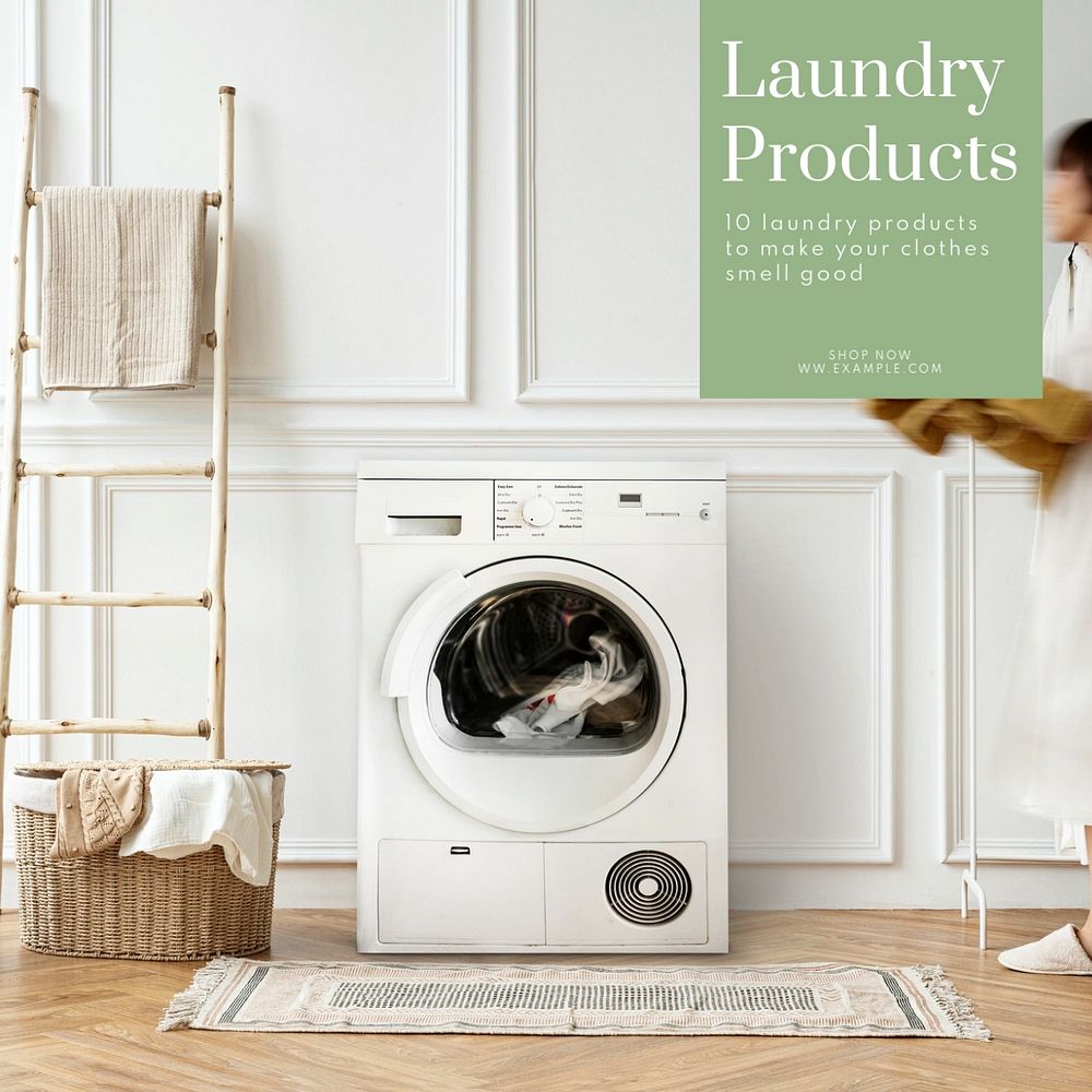 Laundry products Instagram post template, editable text