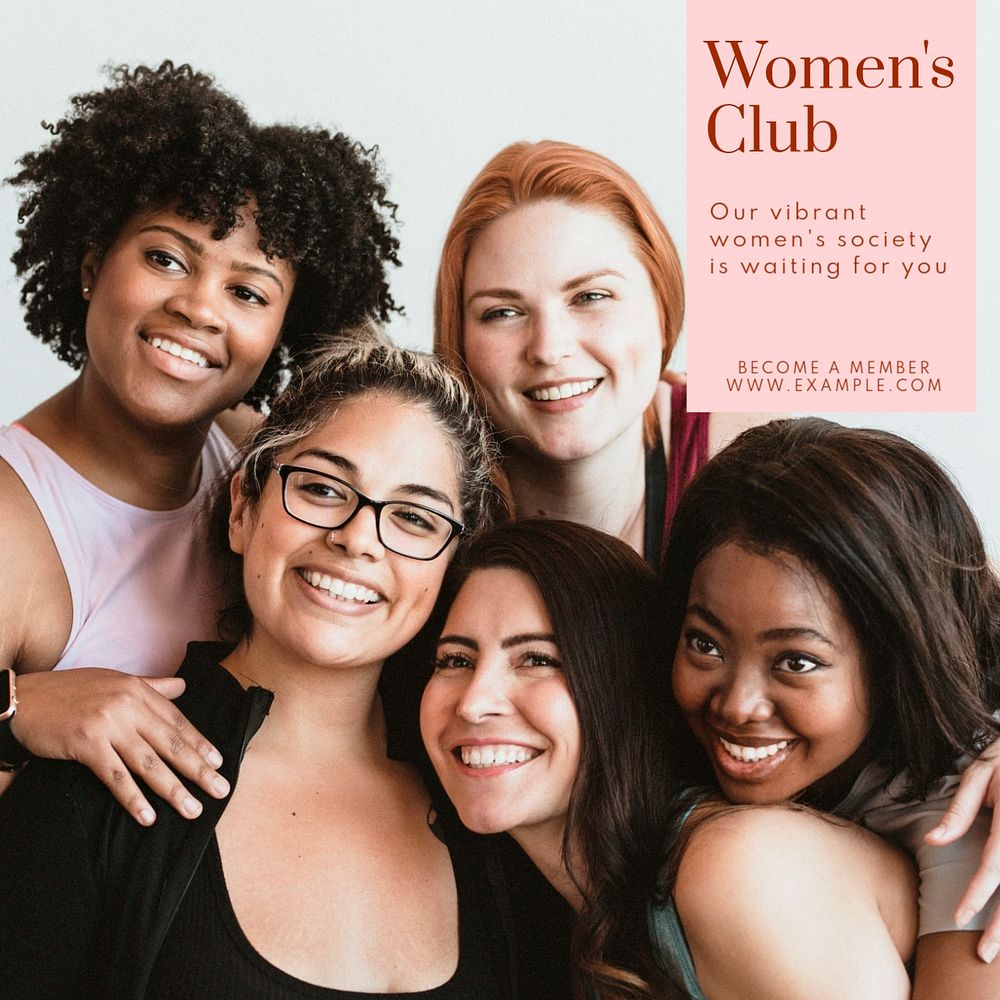 Women's club Instagram post template, editable text