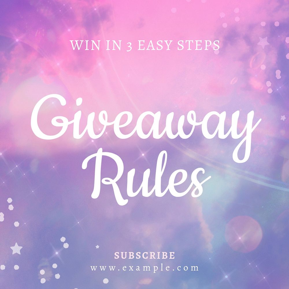 Giveaway rules Instagram post template, editable design