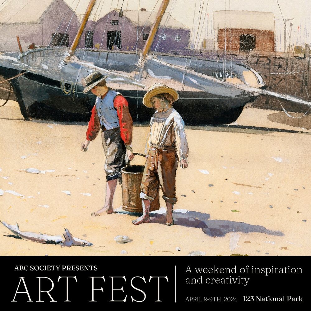 Art festival Instagram post template, editable text