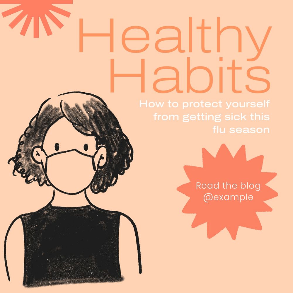 Healthy habits Instagram post template, editable text