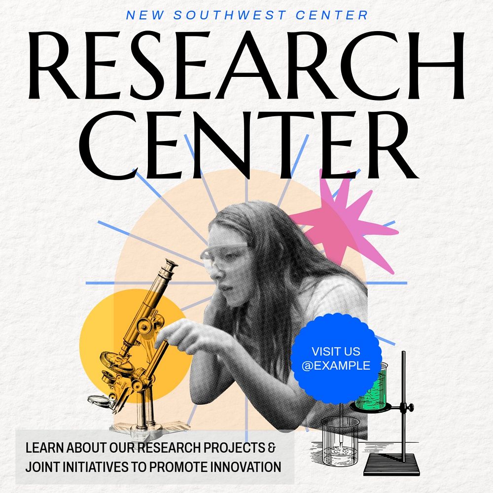 Research center Instagram post template, editable text