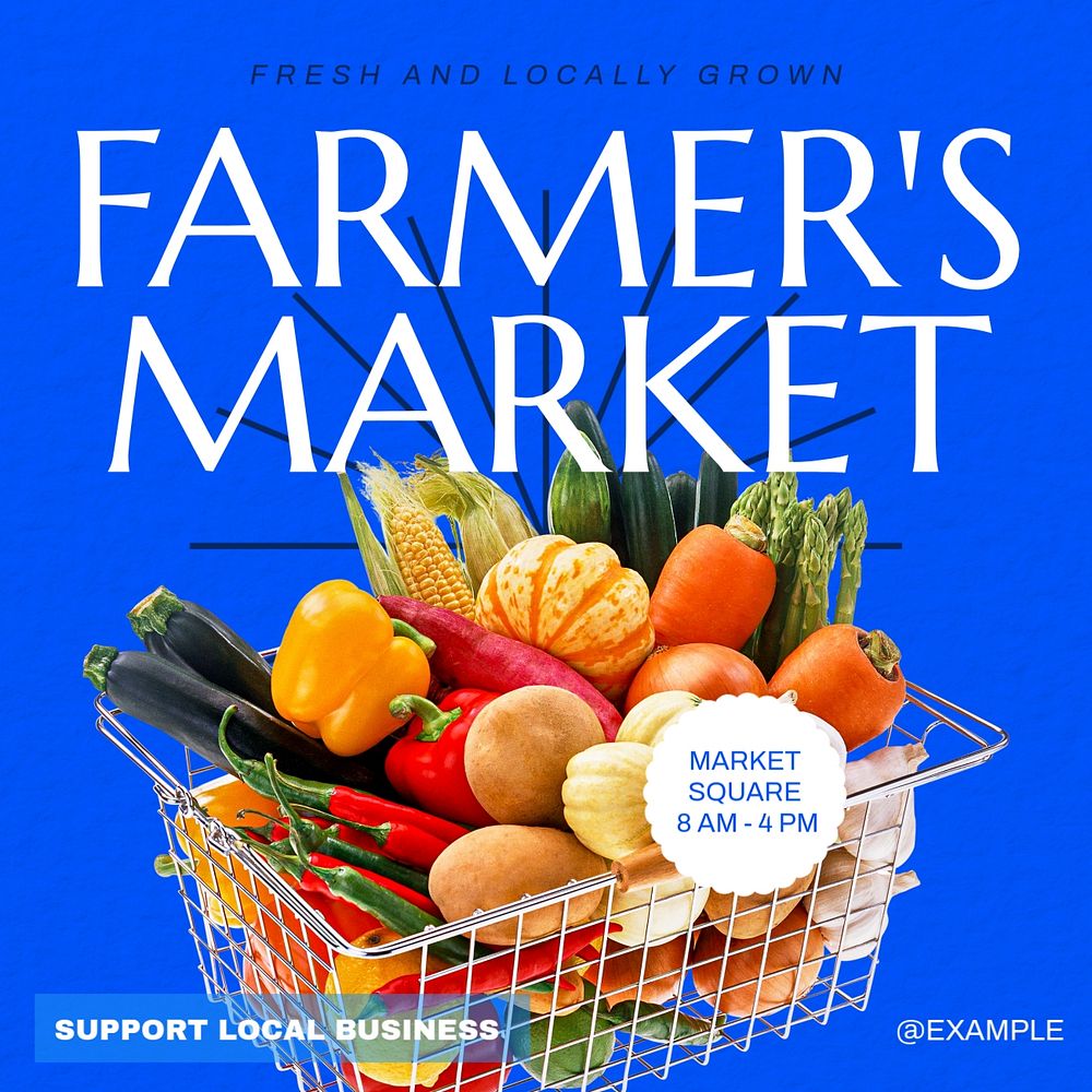 Farmer's market Instagram post template, editable text