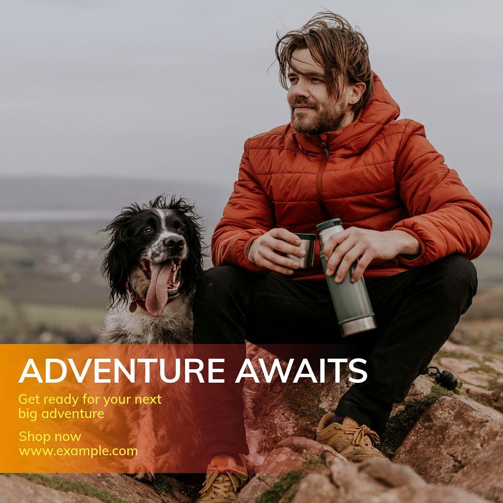 Hiking gear sale Instagram post template, editable text