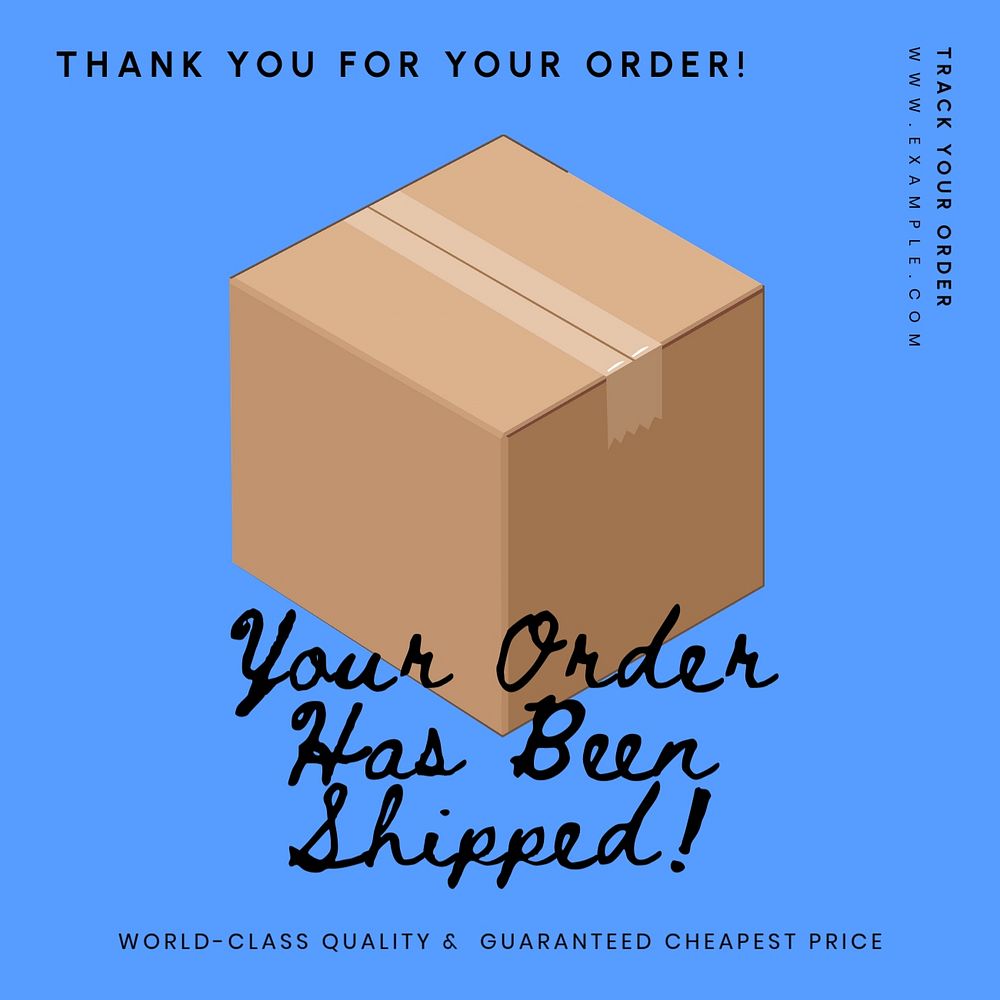 Order shipped Instagram post template, editable text