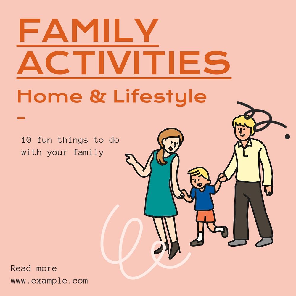 Family activities Instagram post template, editable text