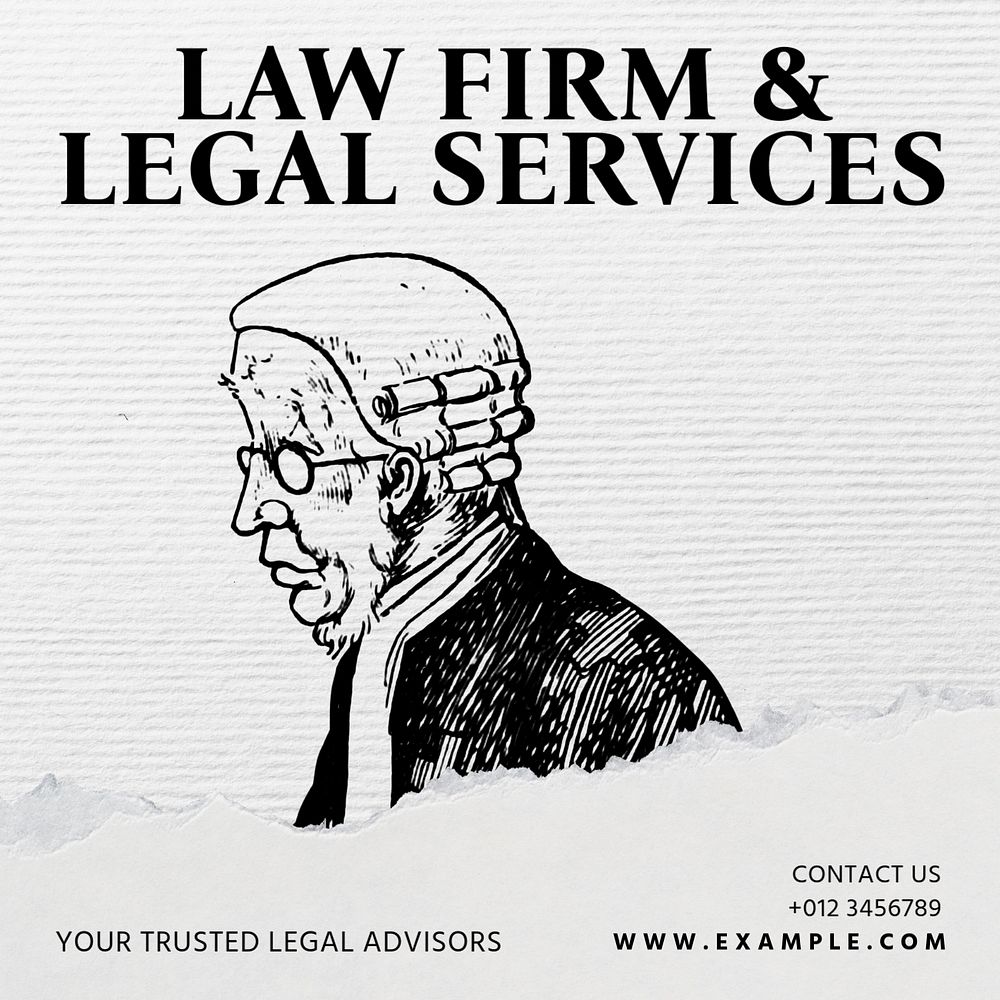 Law firm Instagram post template, editable text