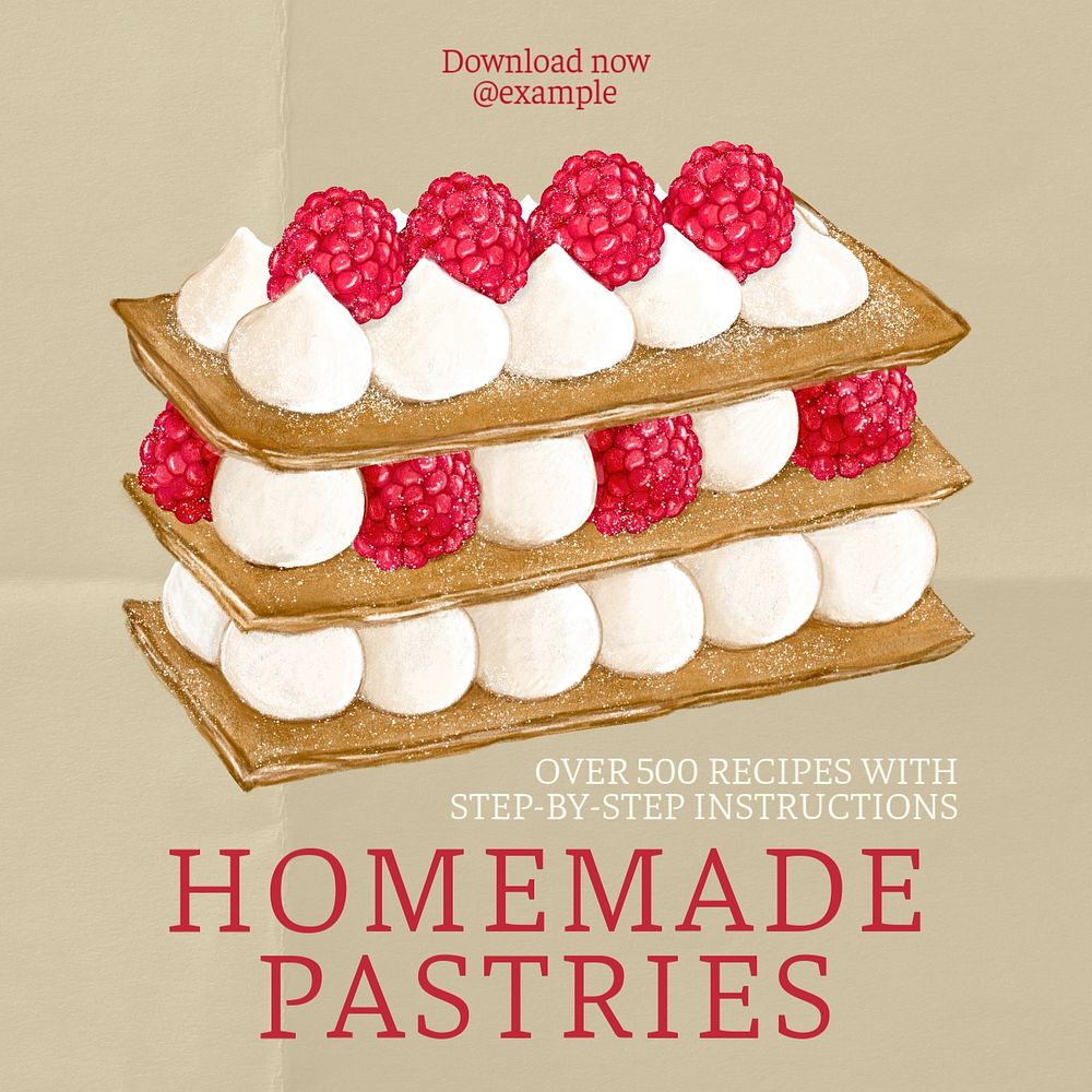 Homemade pastries Instagram post template, editable text