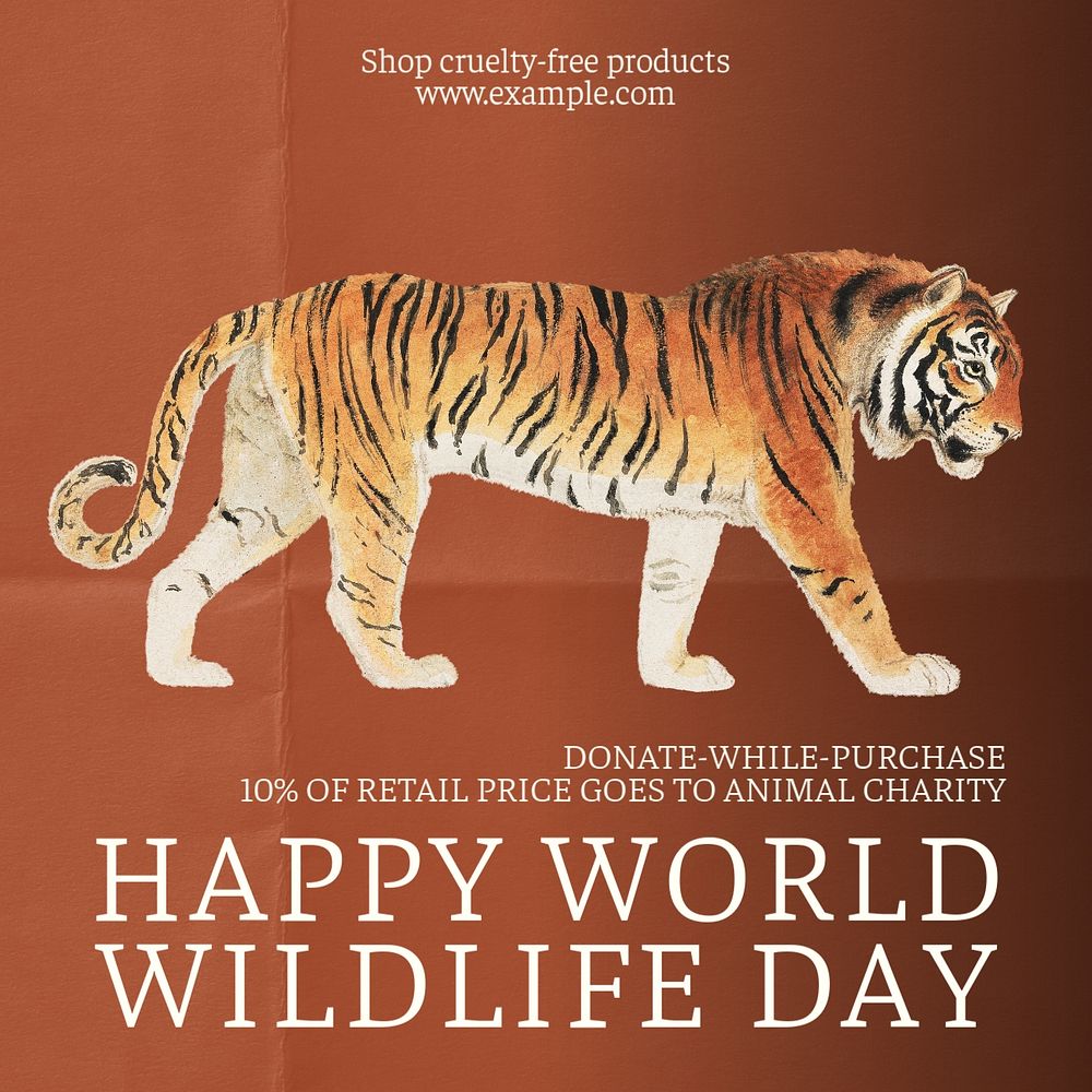 Happy world wildlife day Instagram post template, editable text