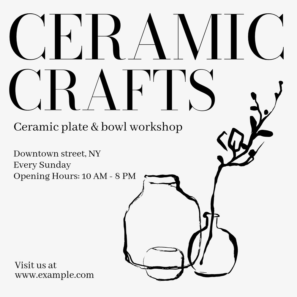 Ceramic craft Instagram post template, editable text