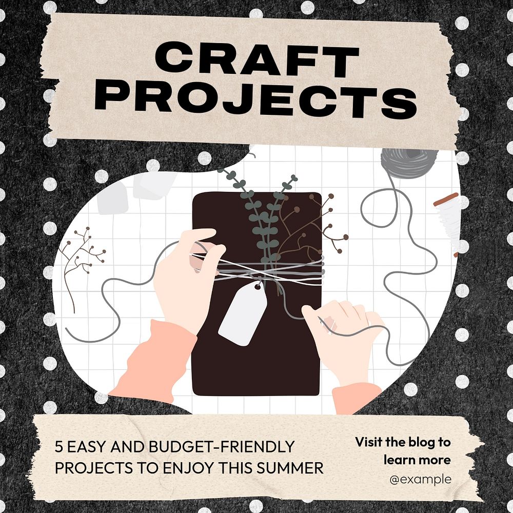 Craft projects Instagram post template, editable text