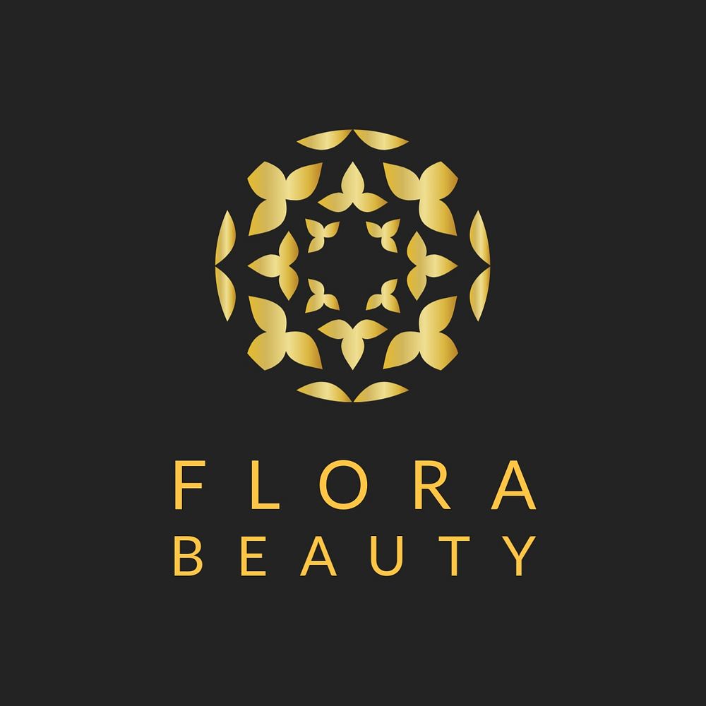 Gold leaf spa logo template, classy nature design, editable text