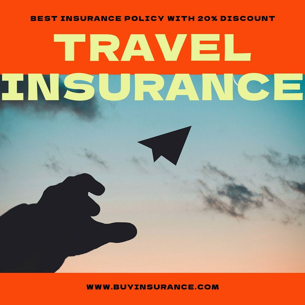 Travel insurance Instagram post template, editable design