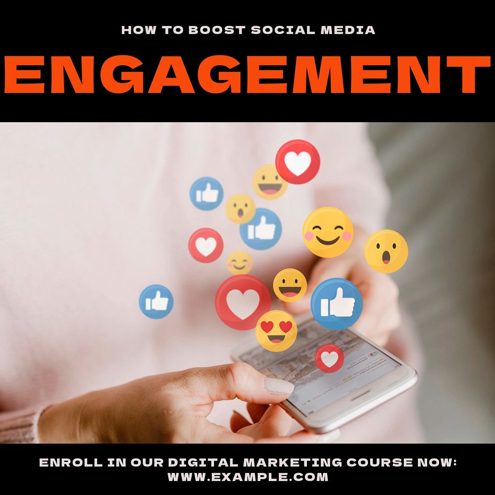 Social media engagement Instagram post template, editable design