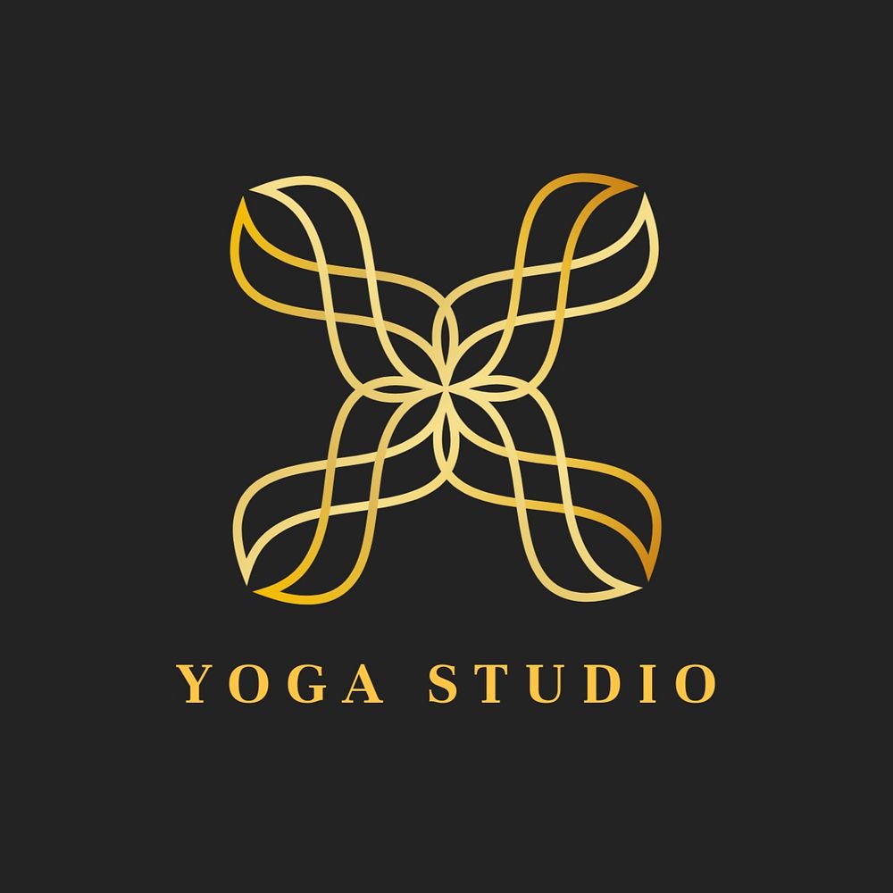 Gold yoga logo template, health & wellness business, editable design