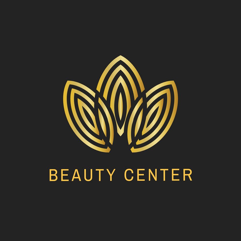 Beauty center leaf logo template, elegant gold, editable design