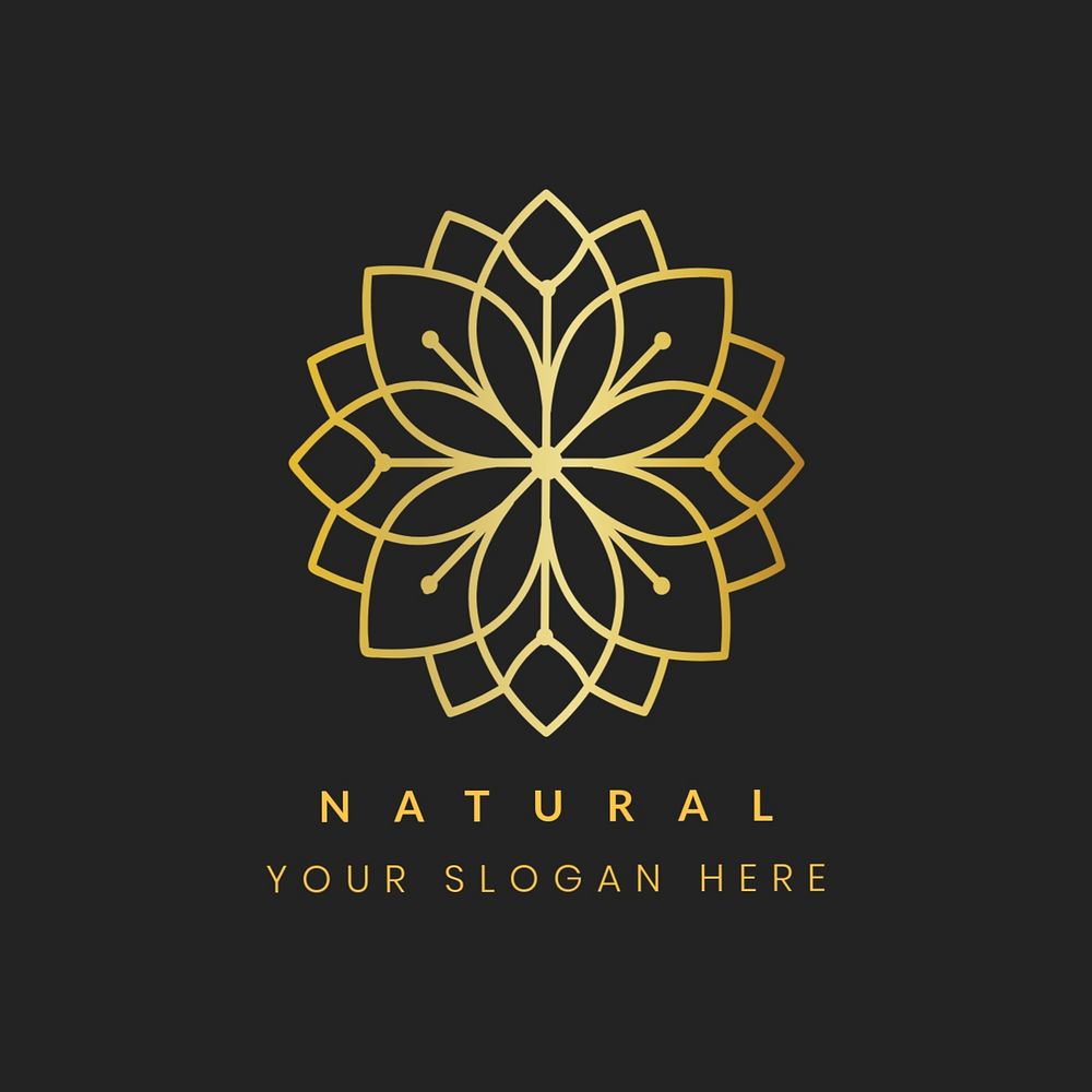 Wellness business logo template, gold editable design