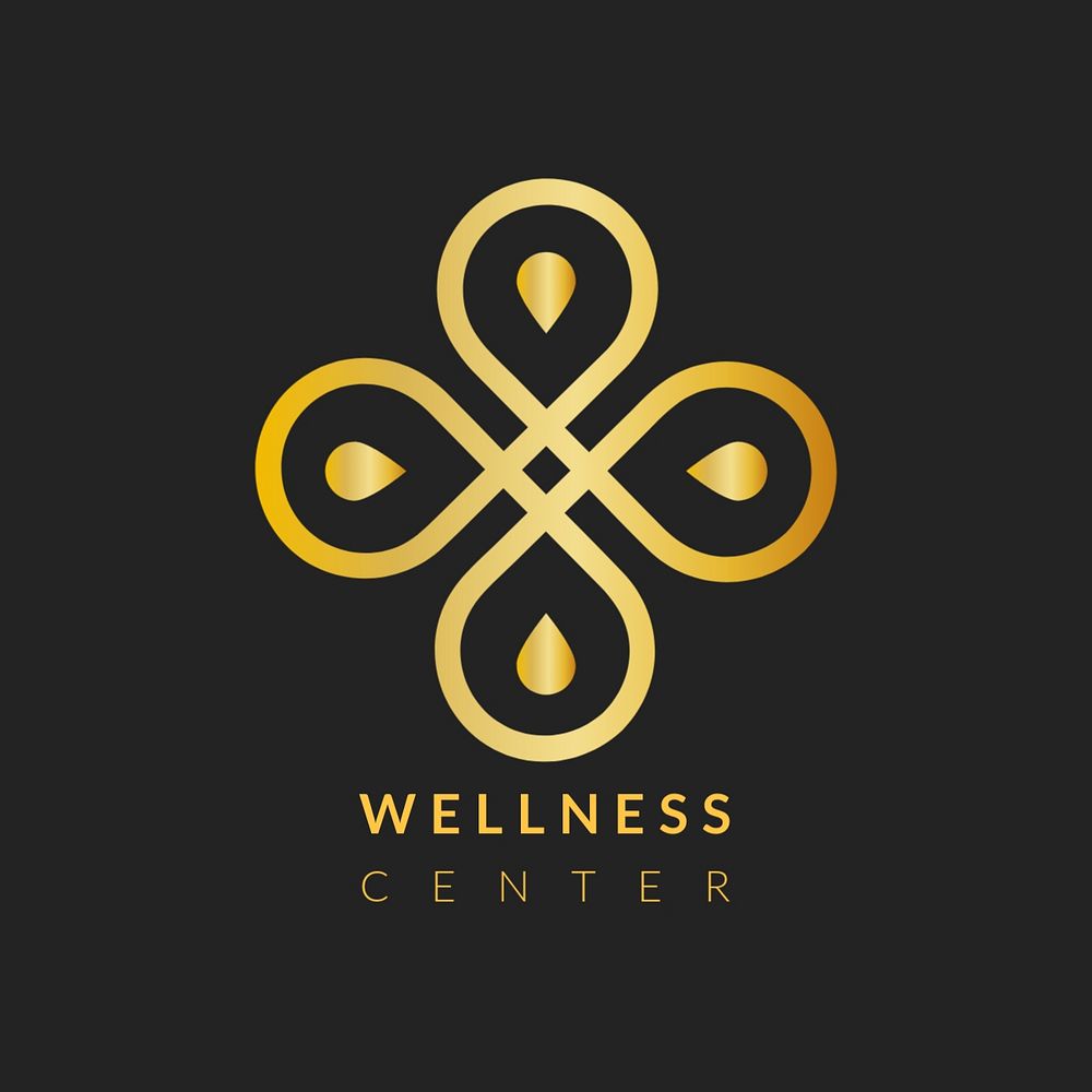 Wellness center logo template, gold editable design