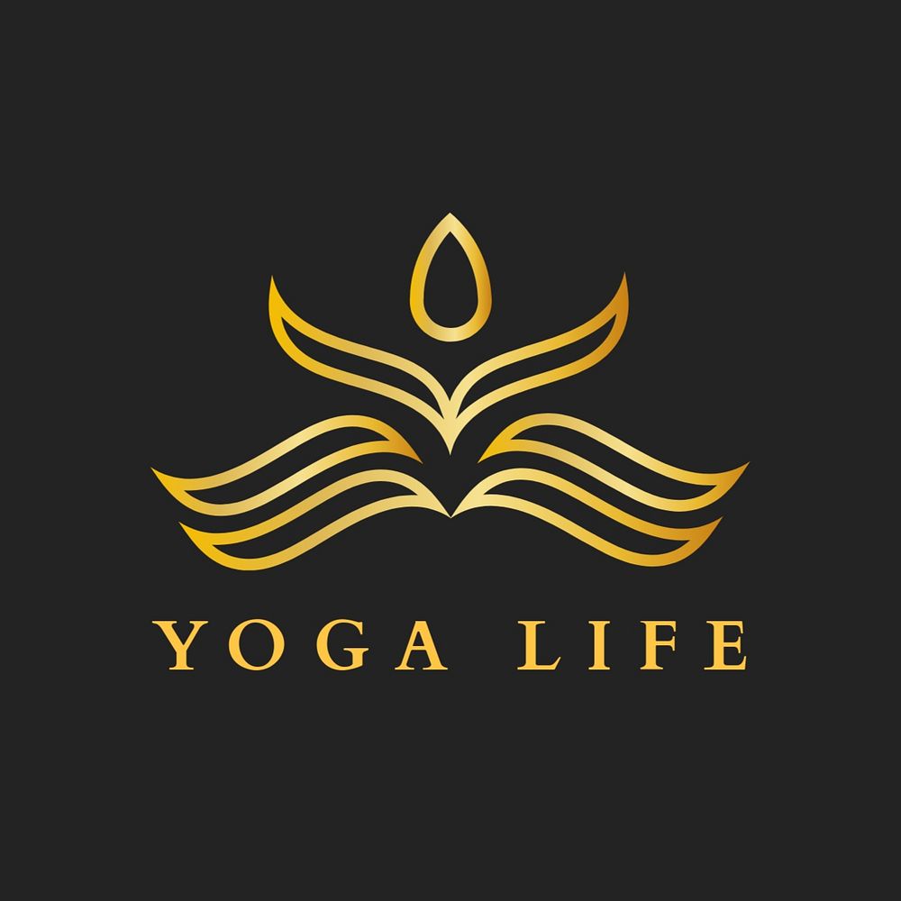 Yoga lotus logo template, gold editable design