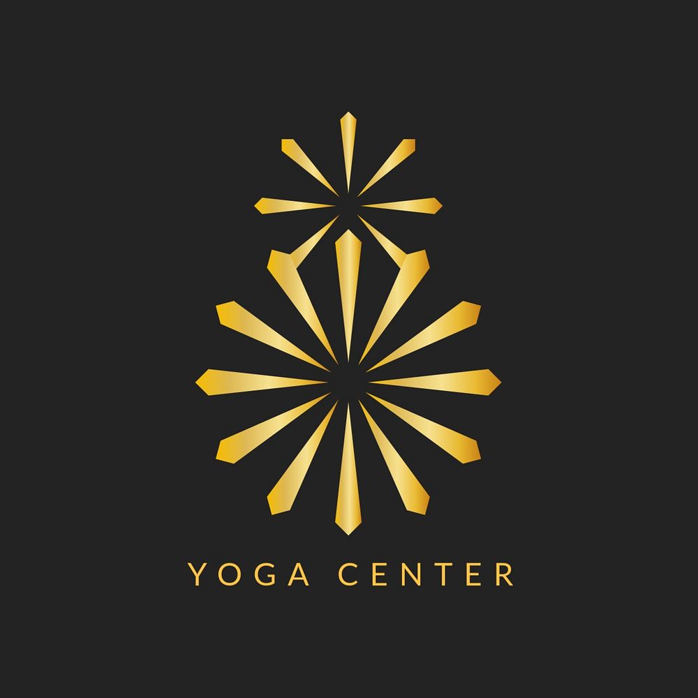 Yoga center gold logo template, elegant modern editable design