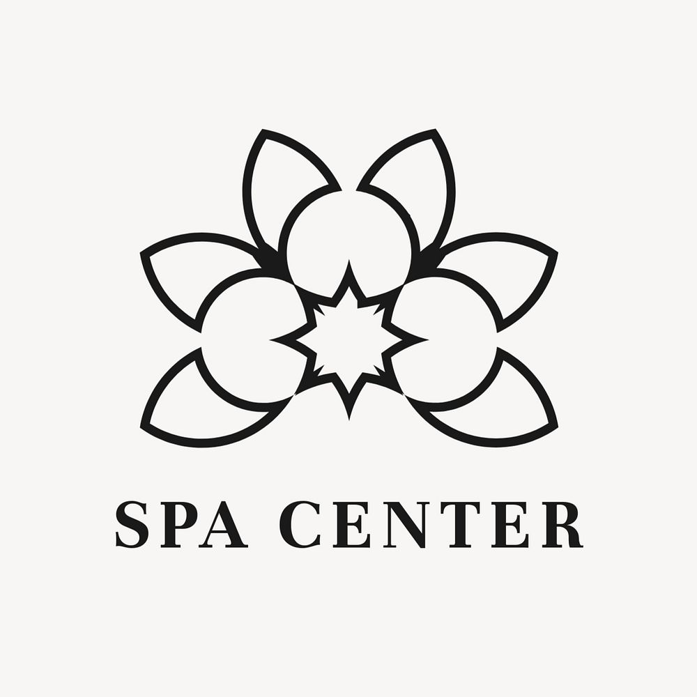 Spa center flower logo template, modern editable design