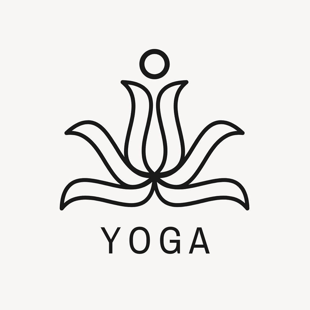 Yoga flower logo template, wellness modern editable design