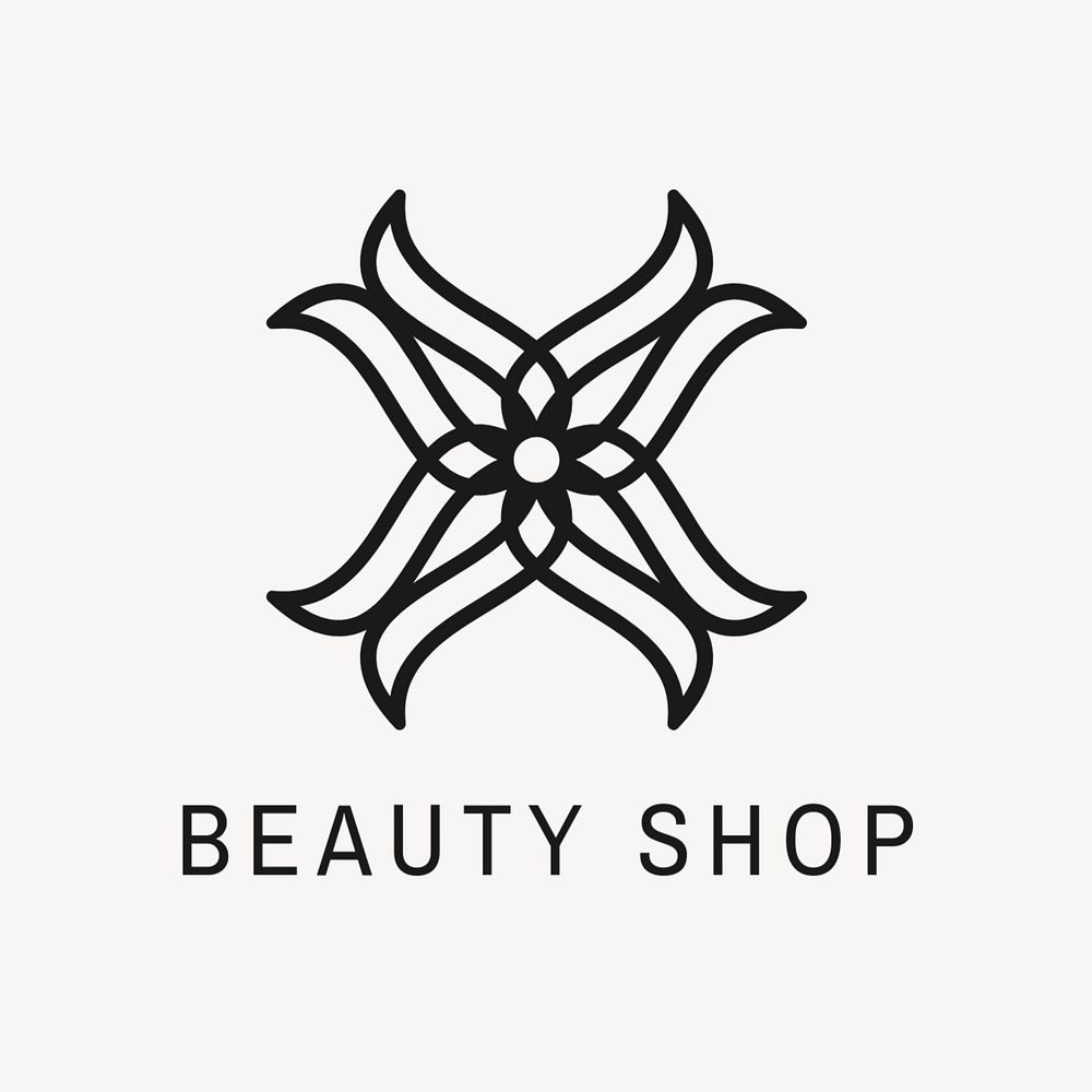 Modern beauty shop logo, flower editable design