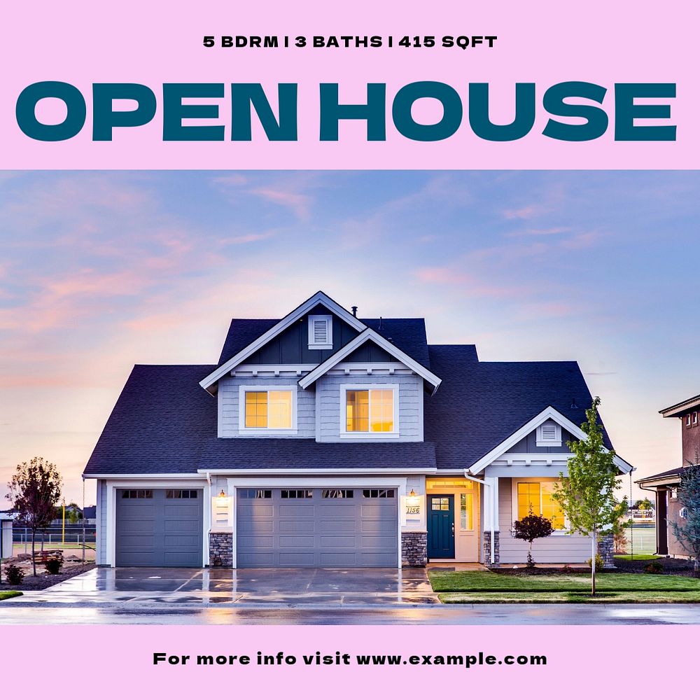 Open house Instagram post template, editable design