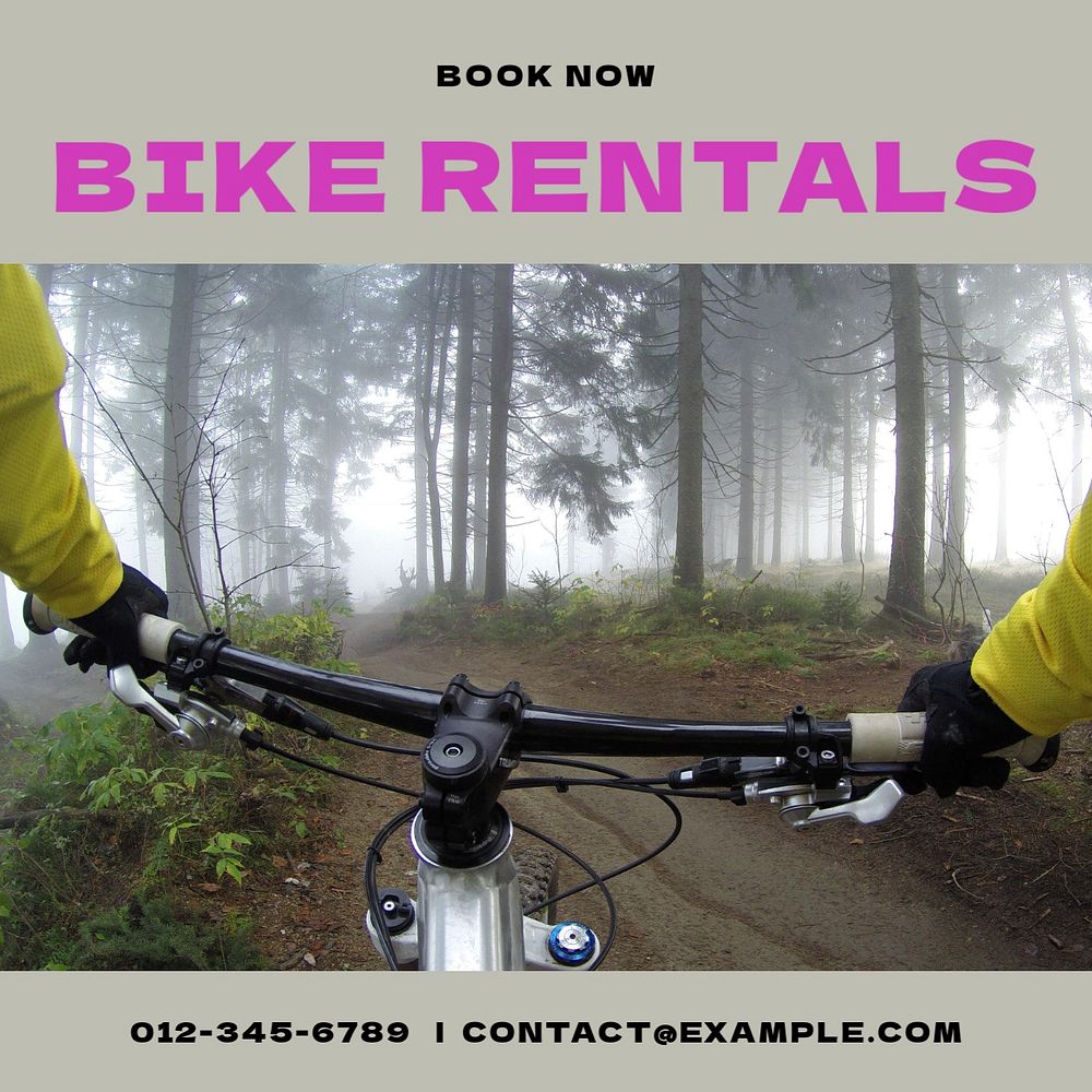 Rent a bike Instagram post template, editable design