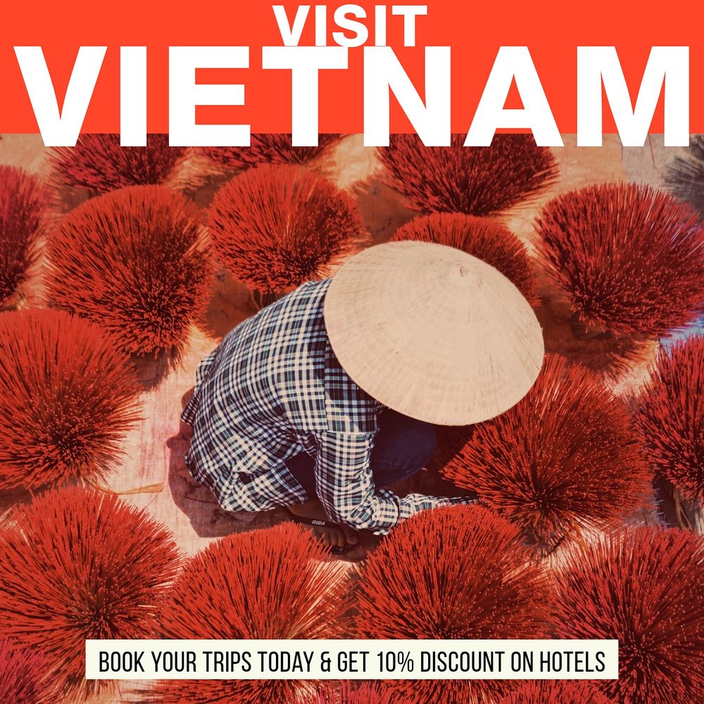 Vietnam travel agency Instagram post template, editable design