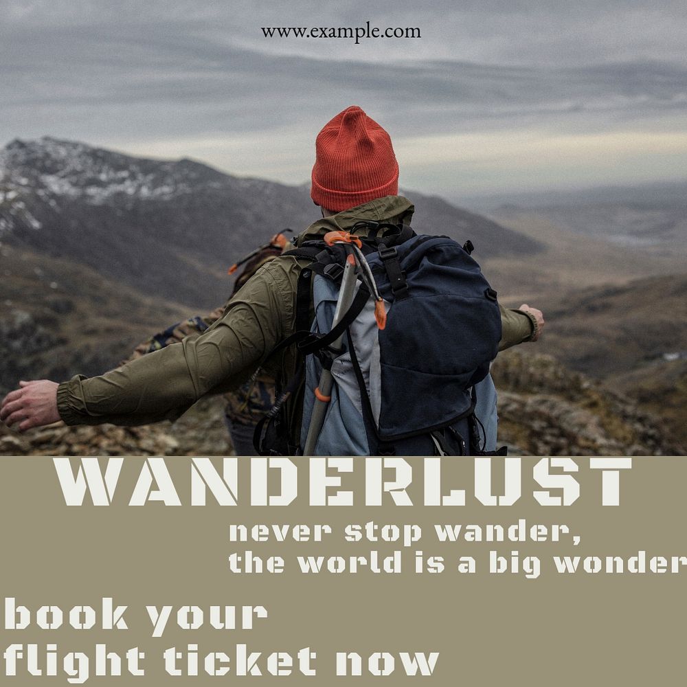 Wanderlust Instagram post template, editable design