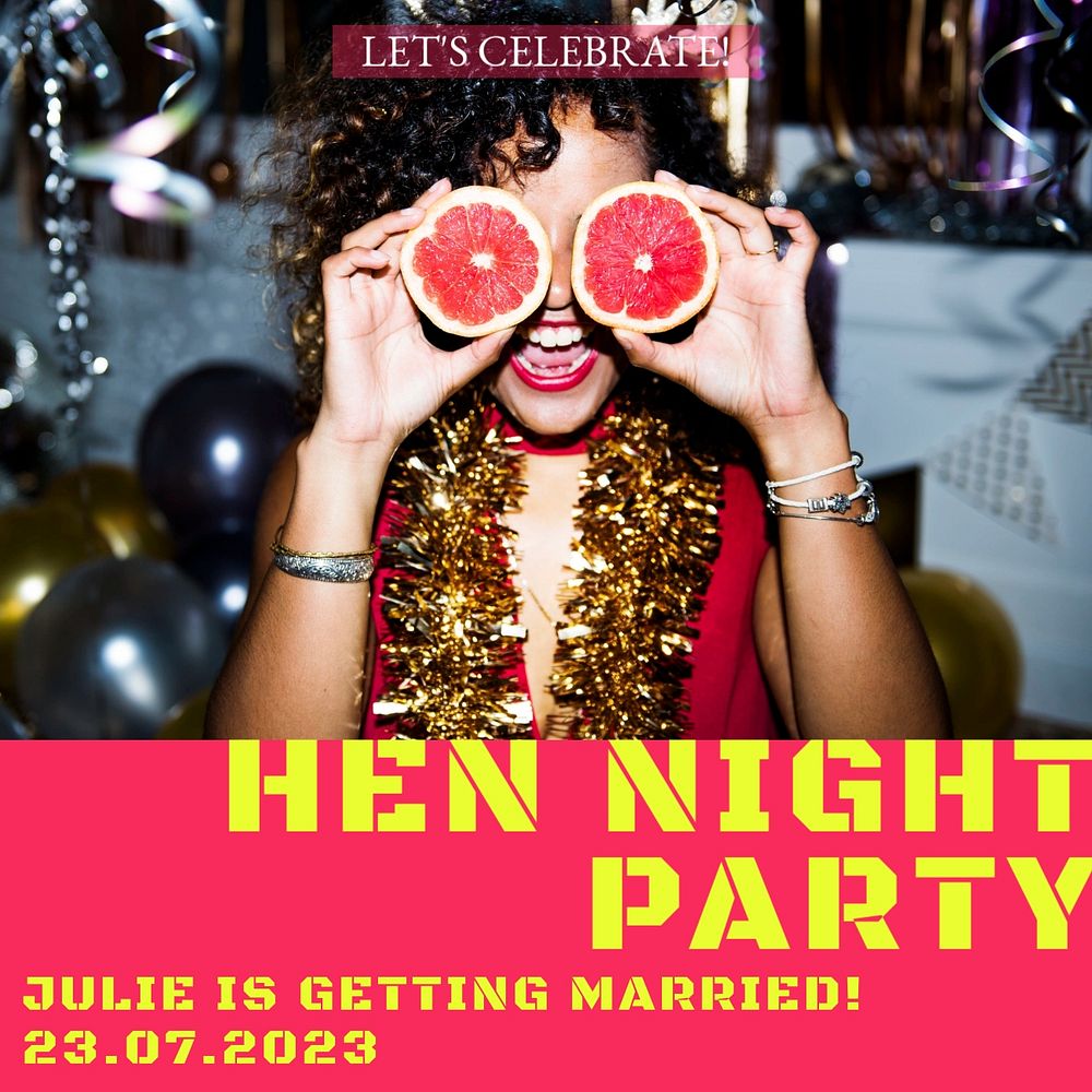 Hen night party Instagram post template, editable design