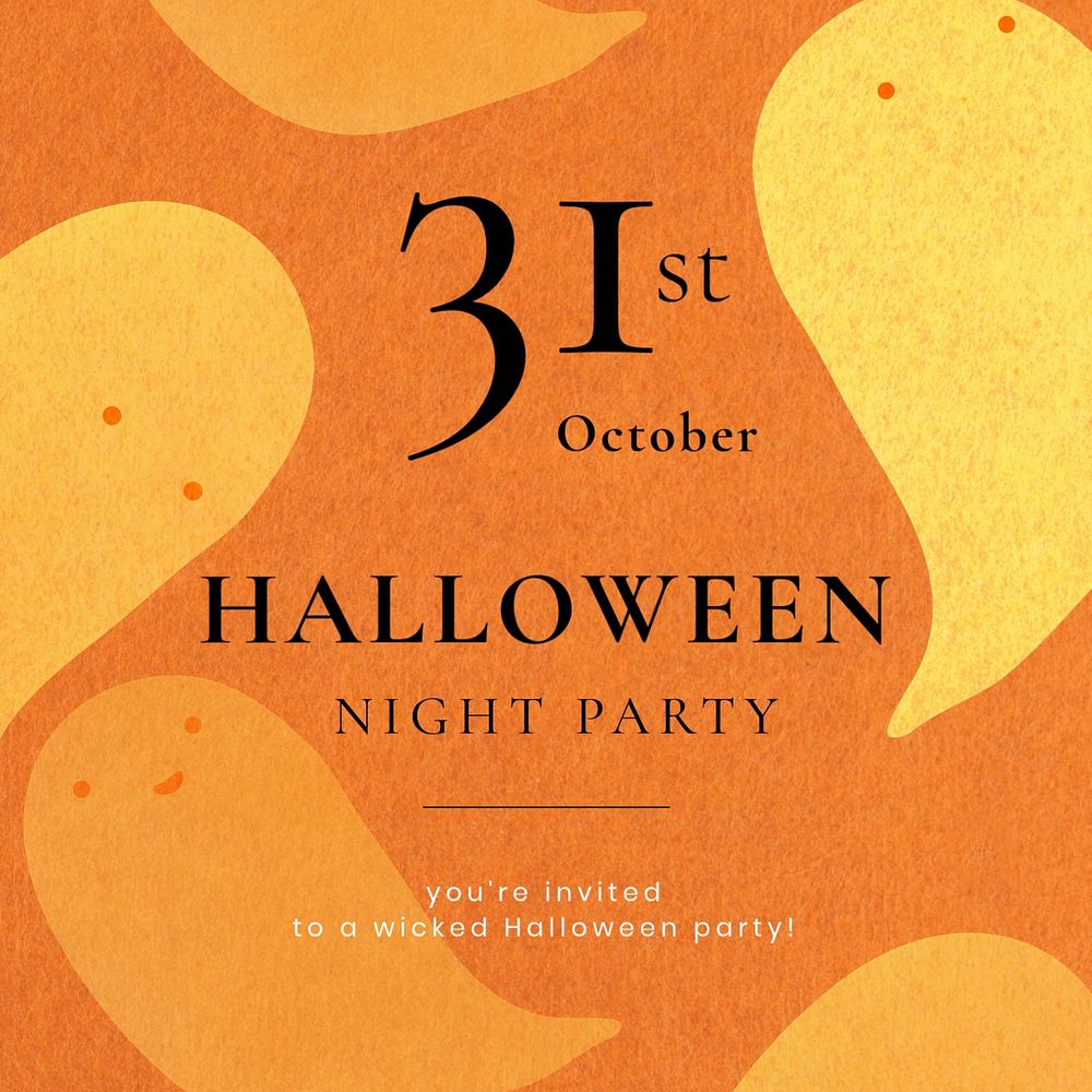 Halloween invitation Facebook post template, editable design