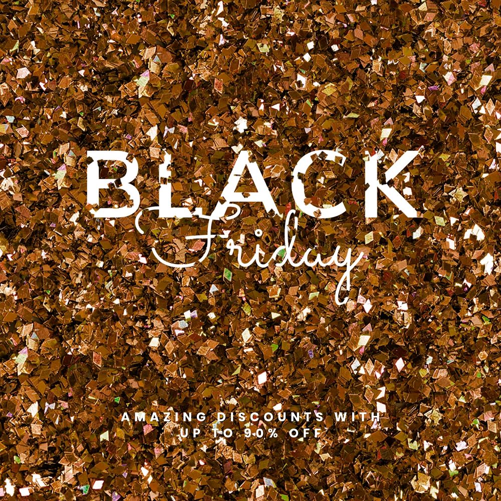 Black Friday instagram post template, gold glitter, editable text