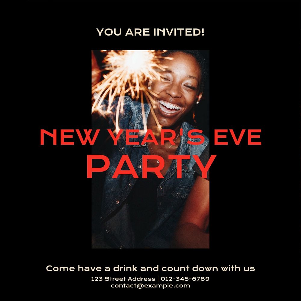 New Year Party Instagram post template, editable design