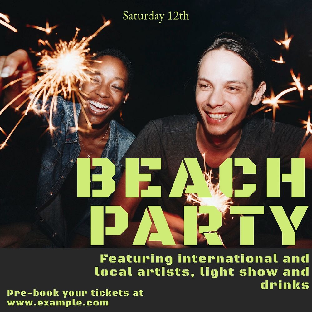 Beach party Instagram post template, editable design