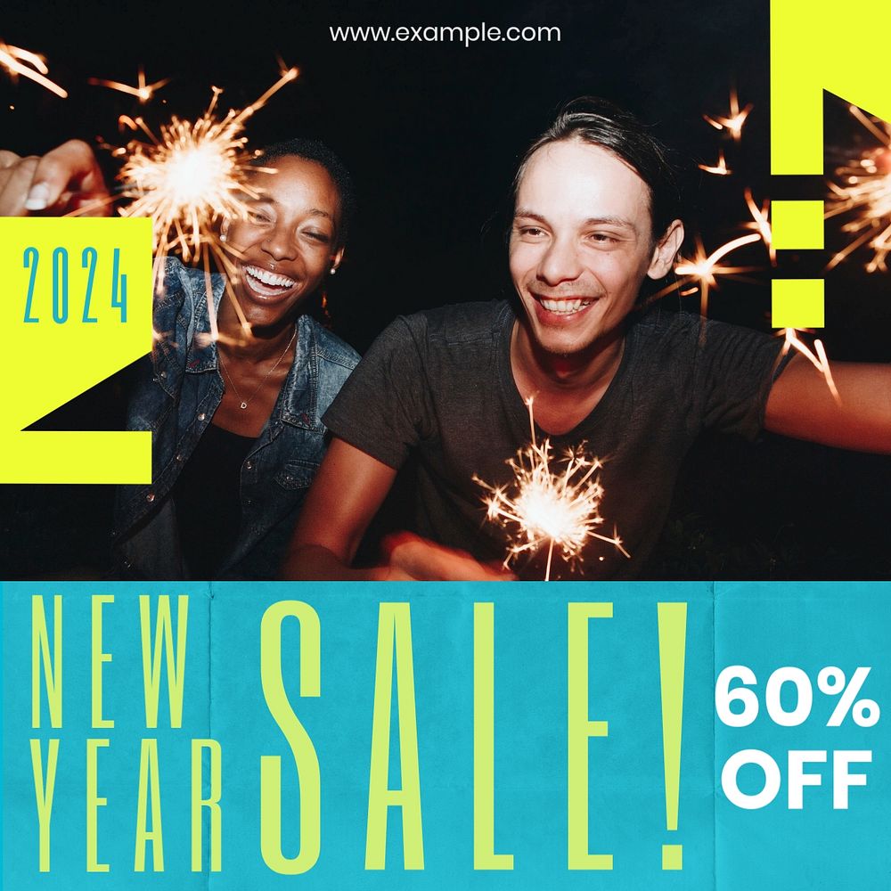 New Year sale Instagram post template, editable design