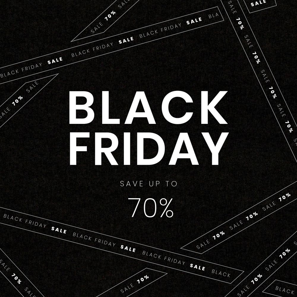 Black Friday instagram post template, monochrome design, editable text