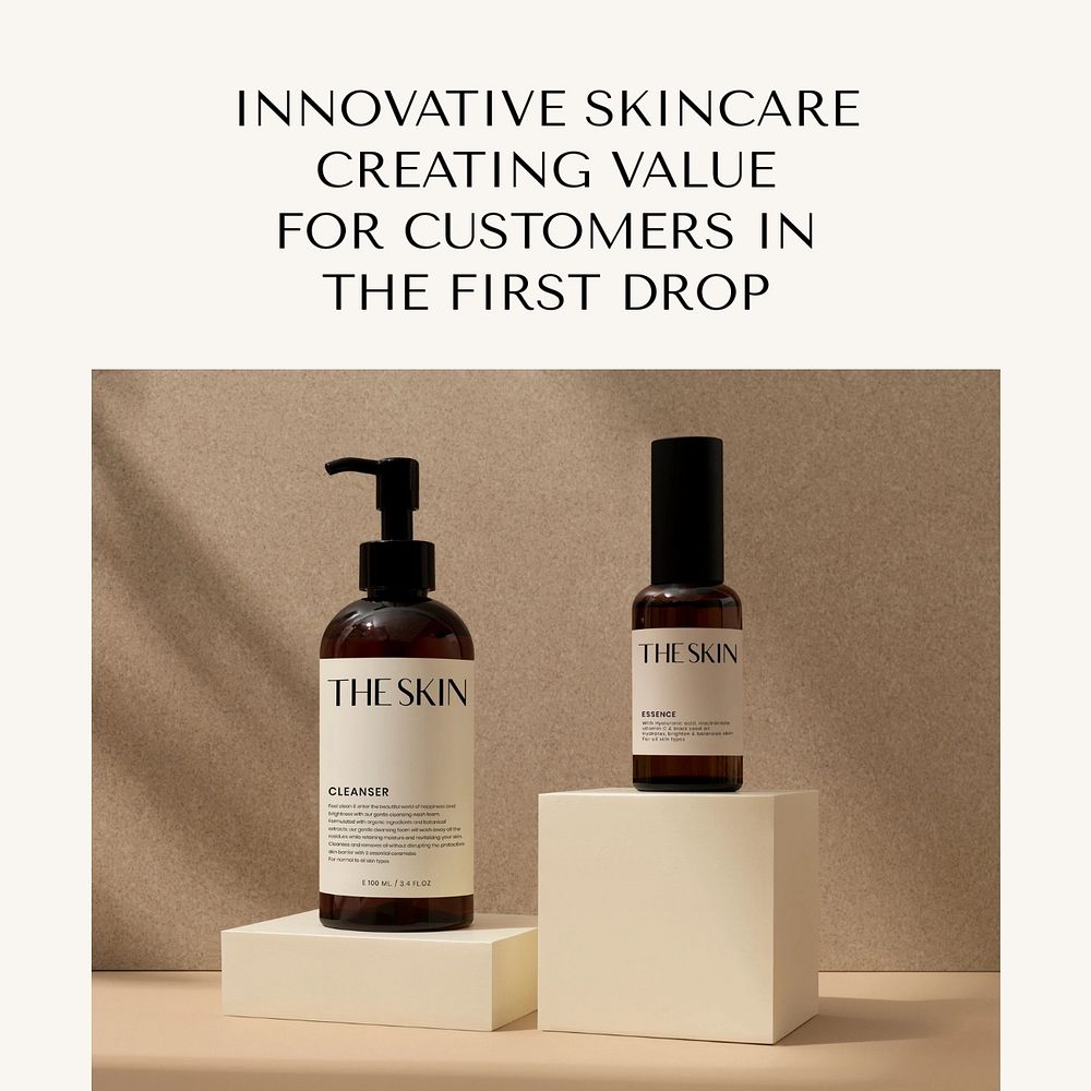 Skincare business Instagram post template, editable design