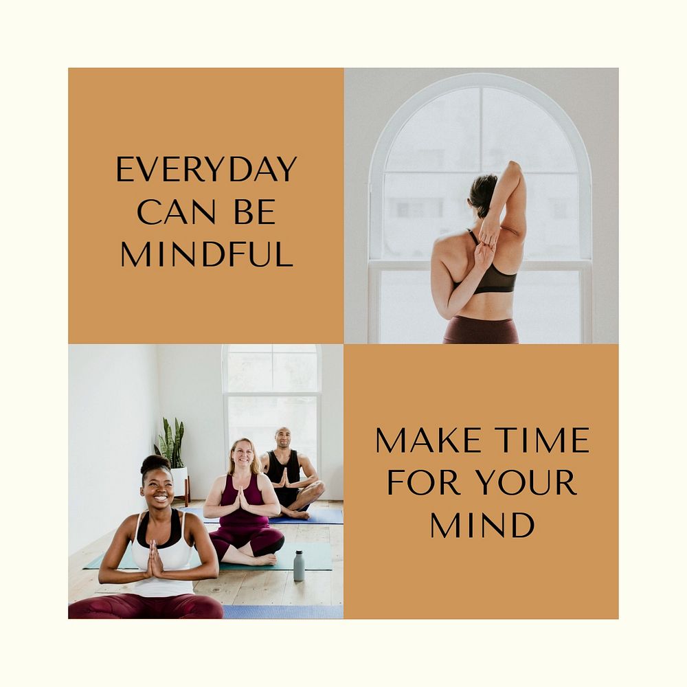 Yoga class Instagram post template, editable design