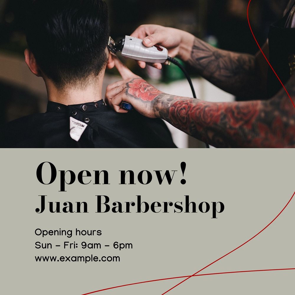 Barber shop Instagram post template, editable design