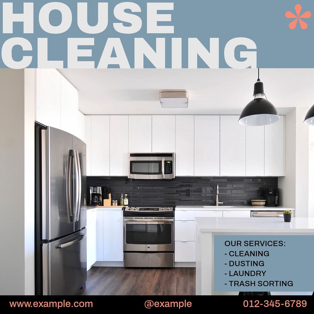 Cleaning service Instagram post template, editable design