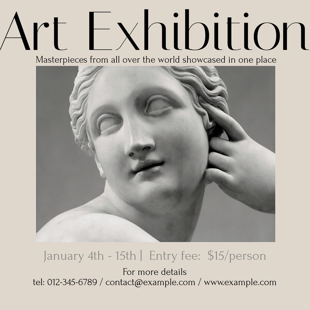 Art exhibition Instagram post template, editable design