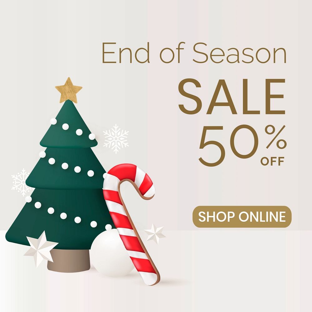 Winter Sale Instagram post template, editable 3D design