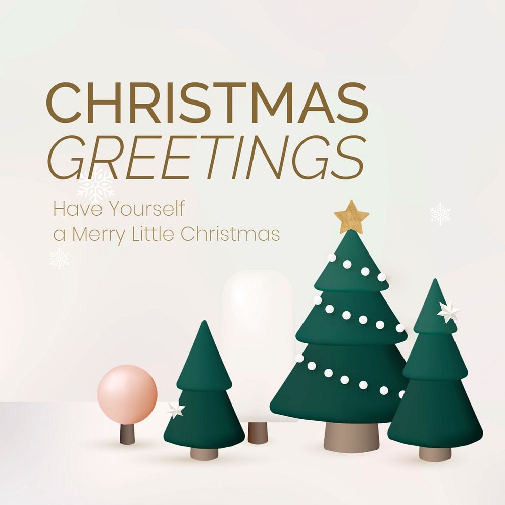 Christmas greetings Instagram post template, editable 3D design