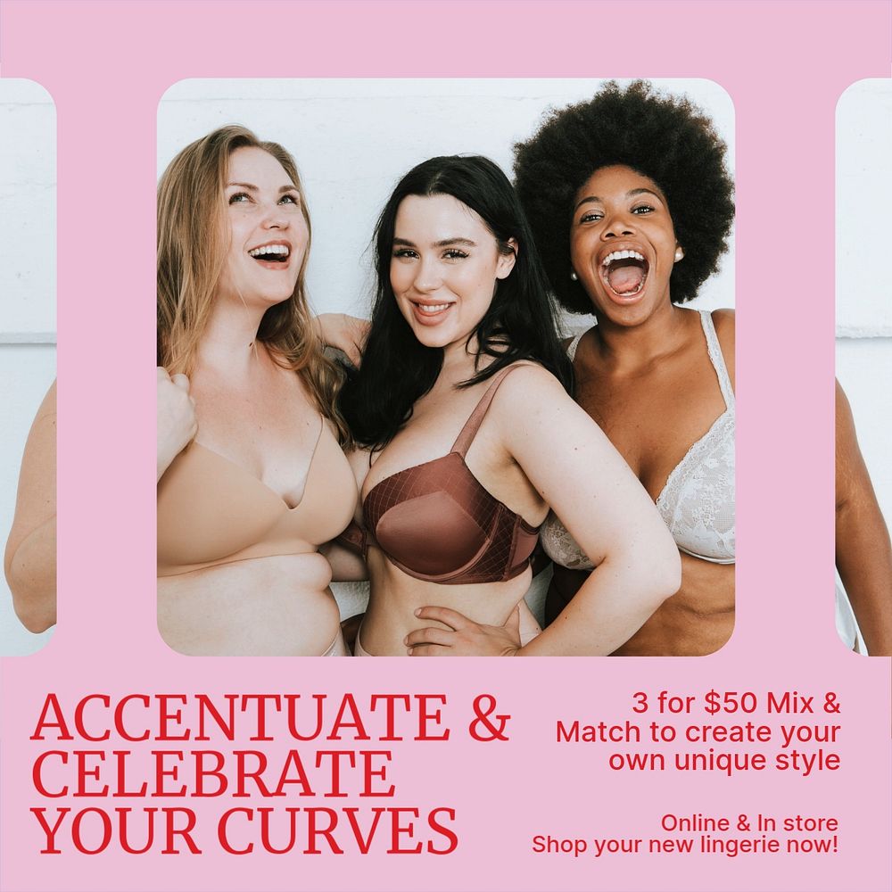 Body positivity promotions Instagram post template, editable design