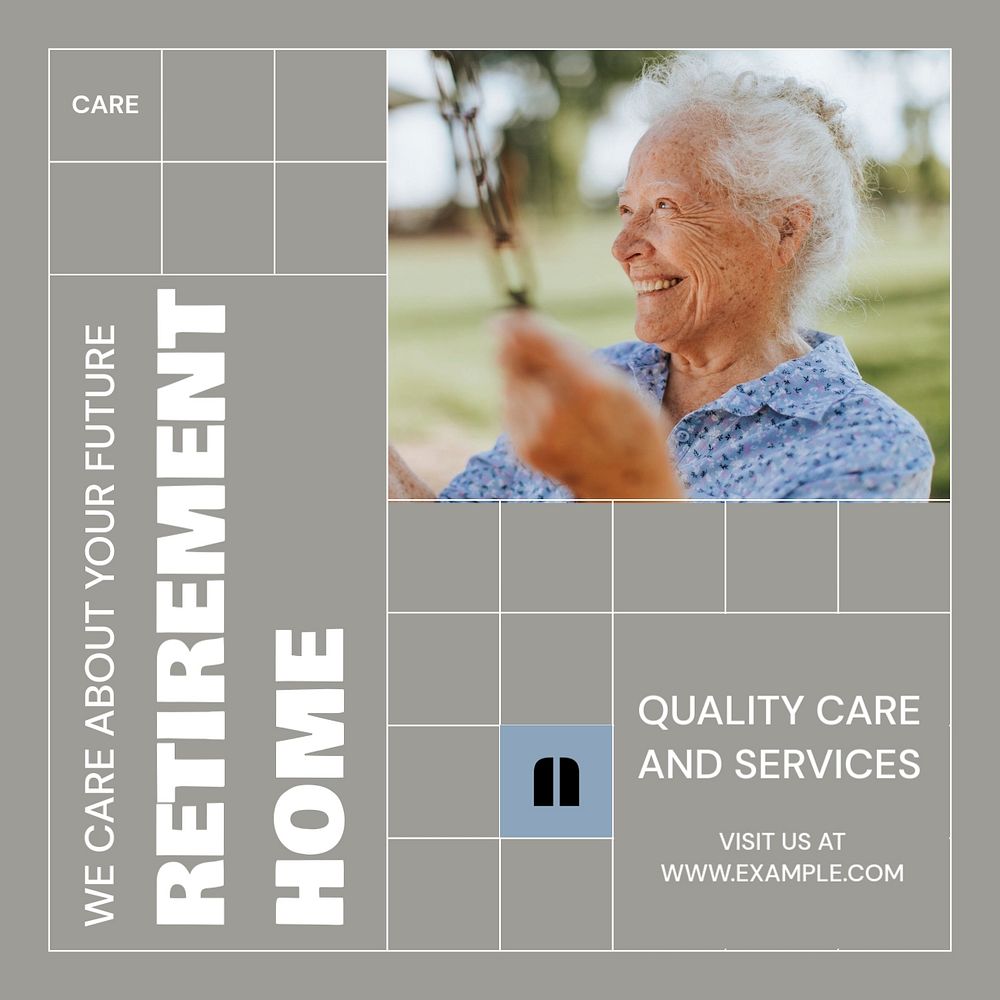 Retirement home Instagram post template, editable design